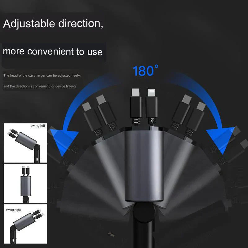 4 in 1 Retractable Charger, Super Fast Charge Car Phone Charger